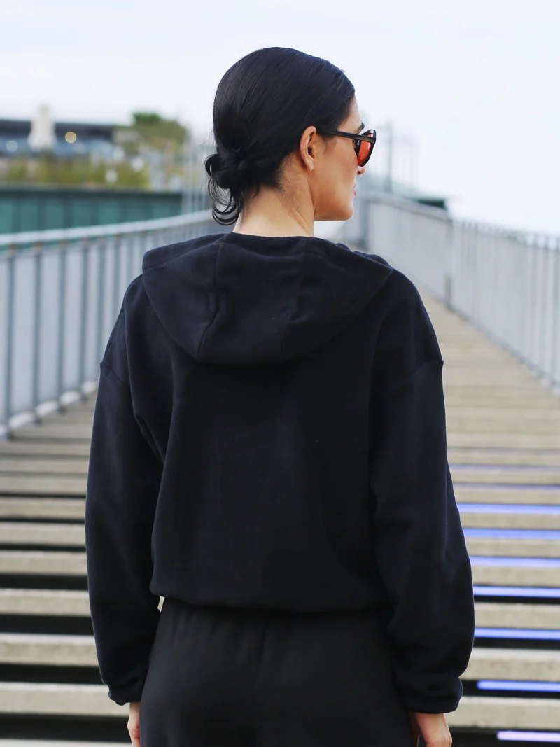 EMBER - weiche Baumwollfleece-Jacke in schwarz