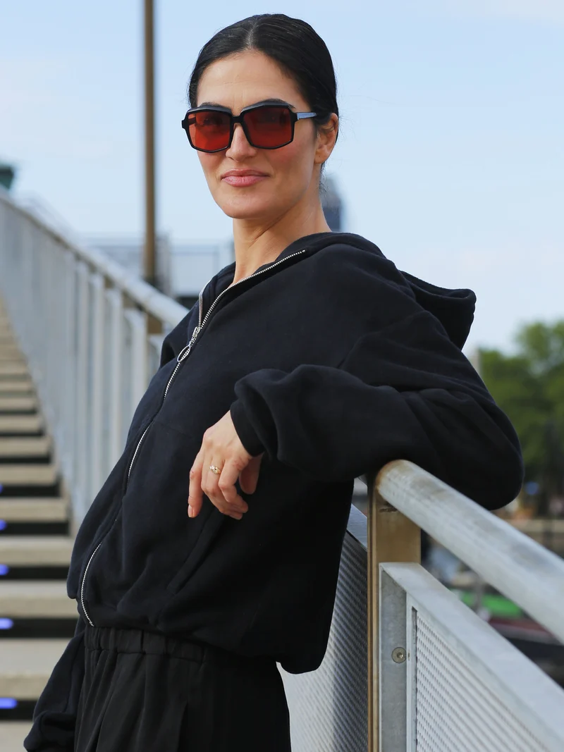 EMBER - weiche Baumwollfleece-Jacke in schwarz