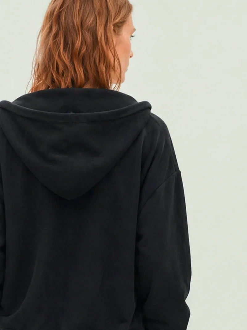 EMBER - weiche Baumwollfleece-Jacke in schwarz