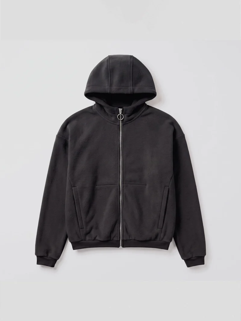 EMBER - weiche Baumwollfleece-Jacke in schwarz