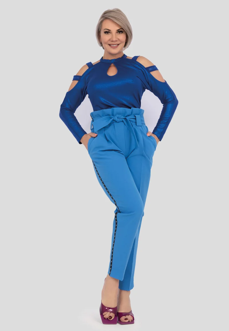 Modische hoch sitzende Hose mit Gürtel für Damen