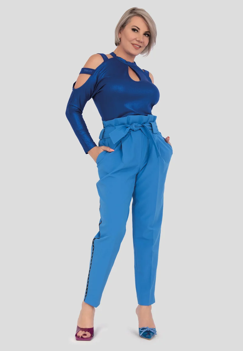 Modische hoch sitzende Hose mit Gürtel für Damen