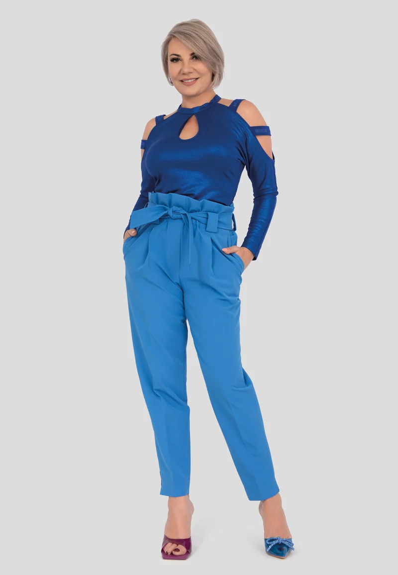 Modische hoch sitzende Hose mit Gürtel für Damen
