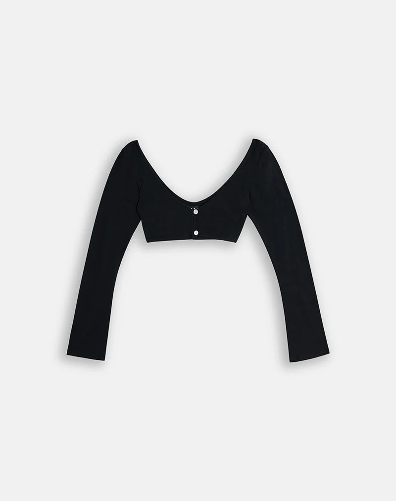 Ceresi Langarm-Bolero-Top in Schwarz