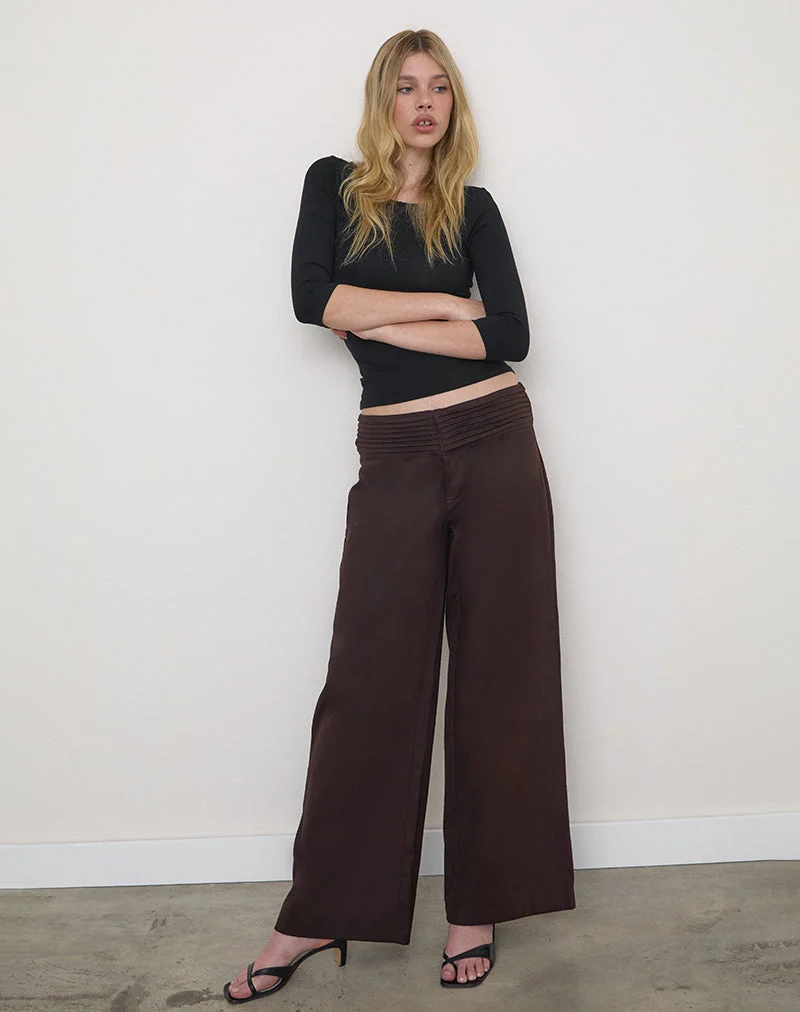 Hose „Sadasi“ aus Twill in der Farbe „Bitter Chocolate“