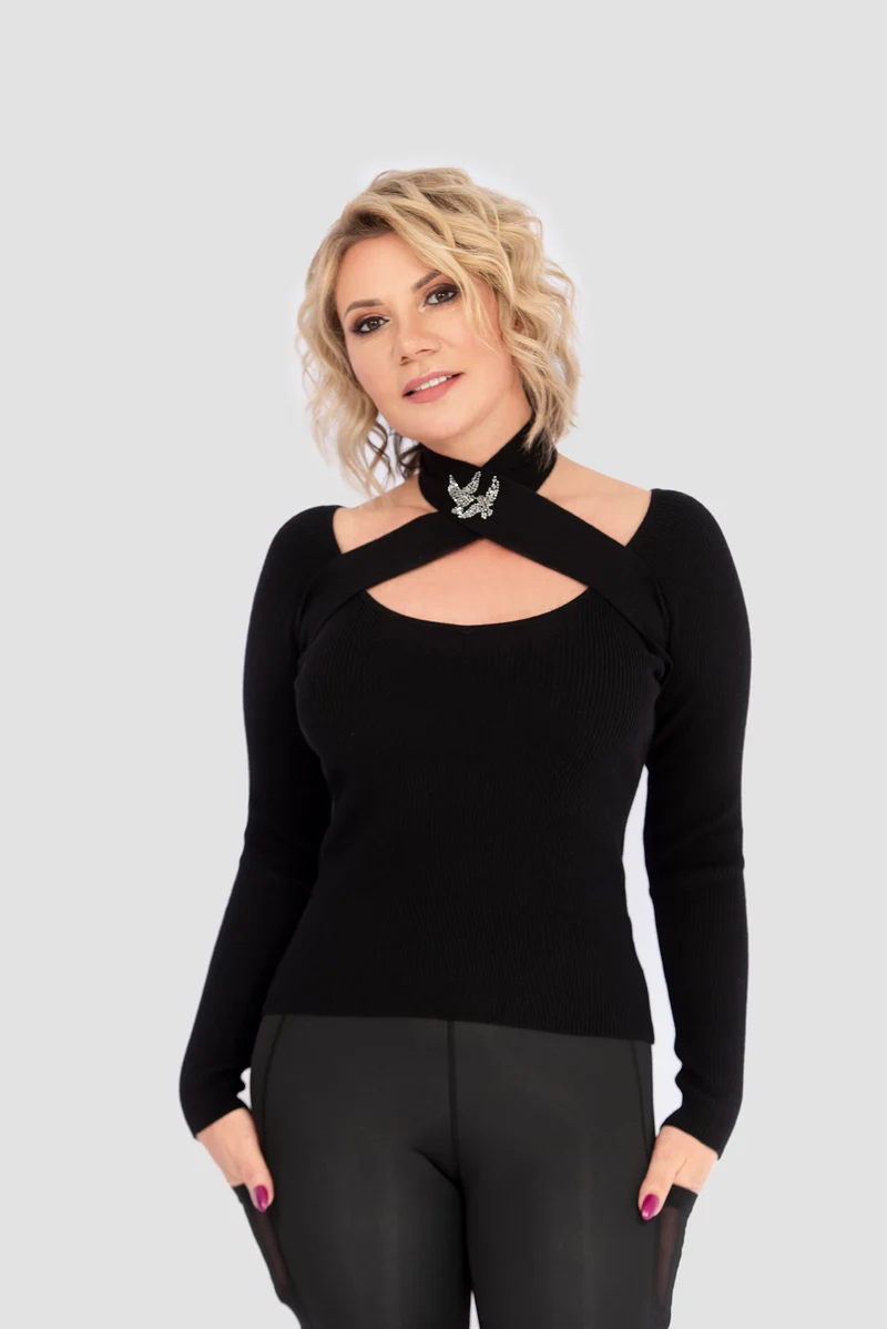 Langarm Strickpullover CUT OUT