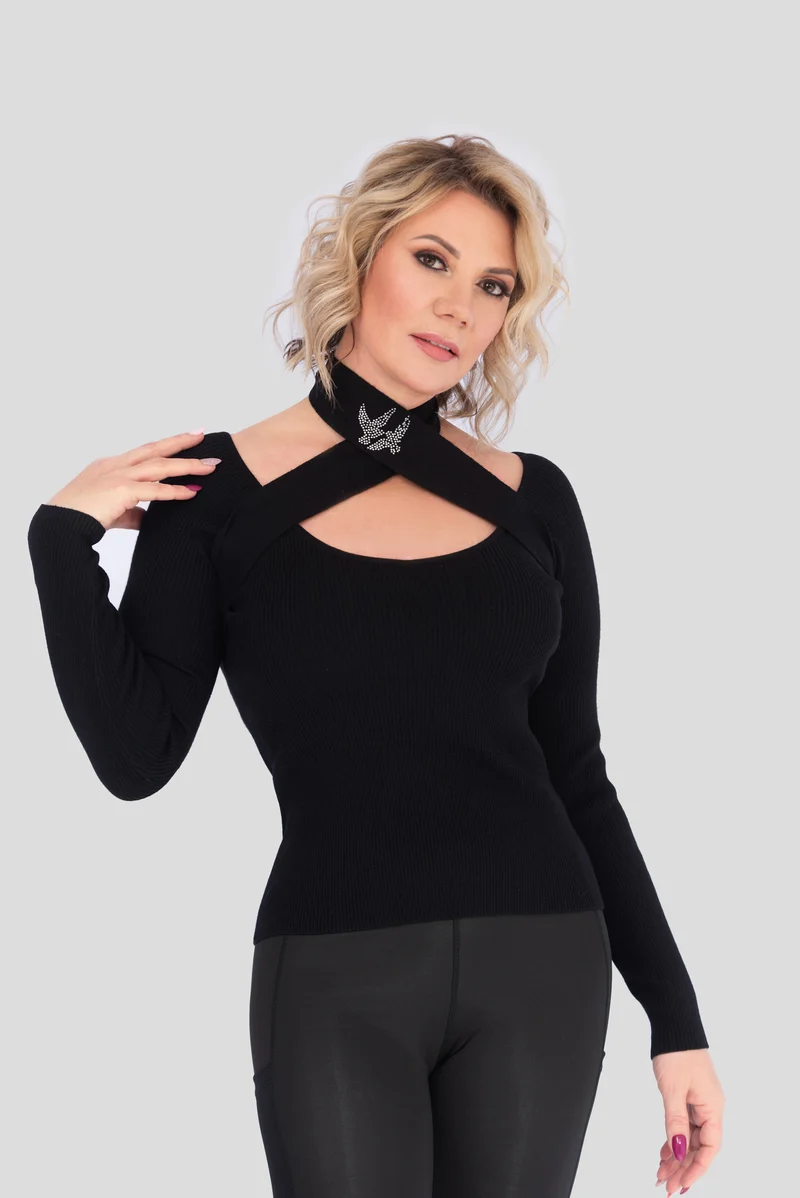 Langarm Strickpullover CUT OUT