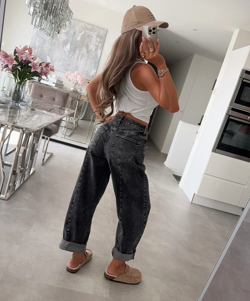 Strecht Balloon Jeans Isea Grau
