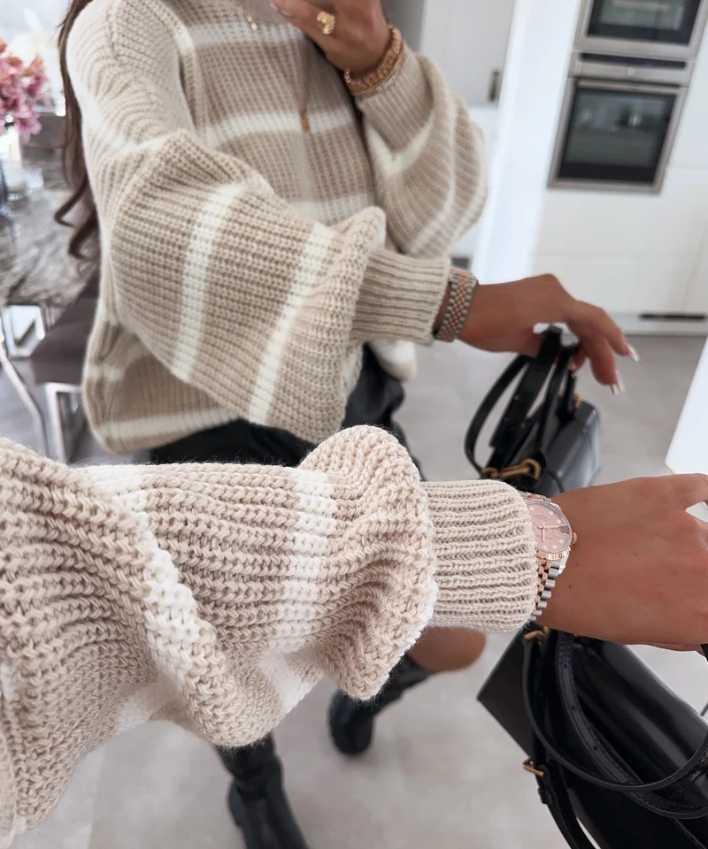 Strick Pullover Carter Weiß Beige