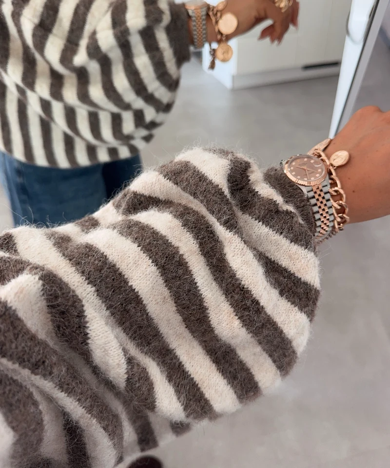 Gestreifter Pullover Lova Braun Beige