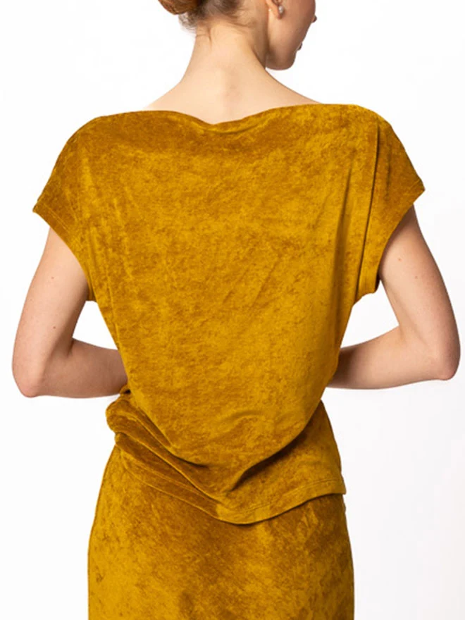 ZOE - lockeres Top aus Haute Couture-Samt in Gold