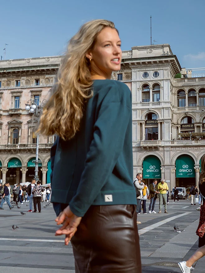 Designer-Sweat JOY aus edler Baumwolle in petrol