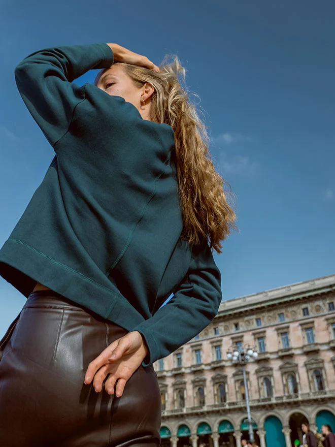 Designer-Sweat JOY aus edler Baumwolle in petrol