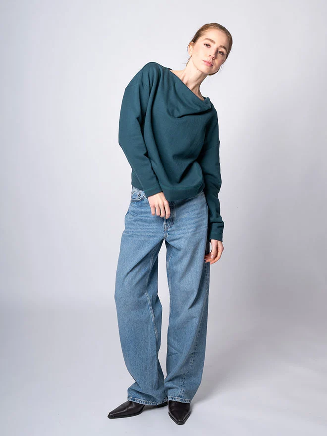 Designer-Sweat JOY aus edler Baumwolle in petrol