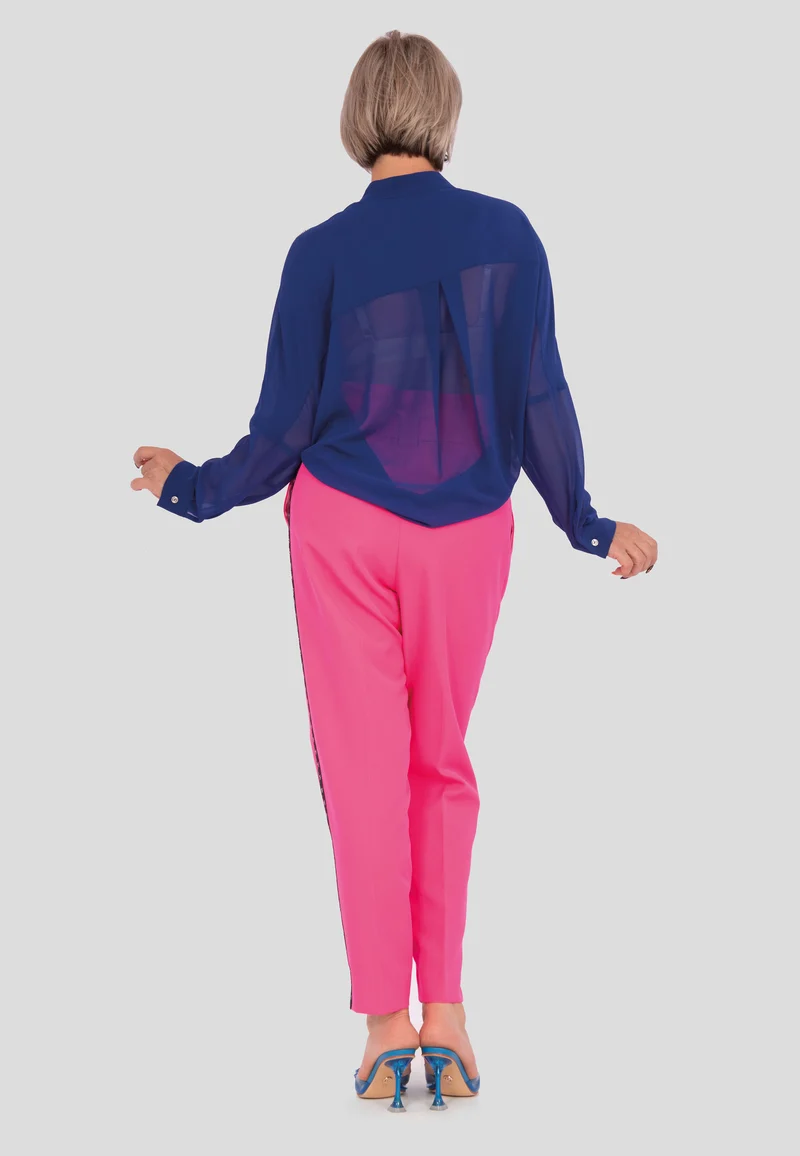 Elegante Chiffon Bluse mit transparenten Ärmeln und glitzernden Vögeln | Festliches Oberteil