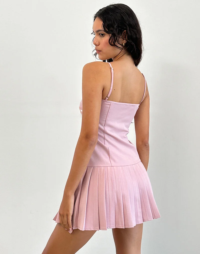 Wimala Kleid in Altrosa mit weißer Borte