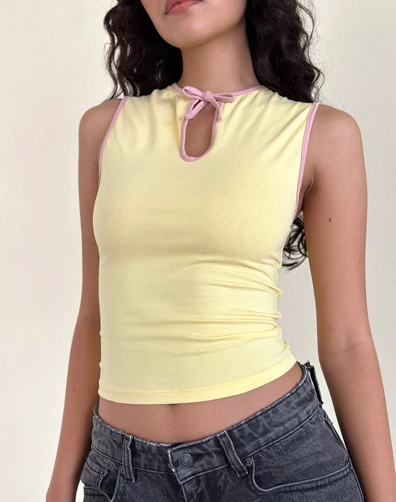 Monsela Top in Buttermilch mit Ballettrosa Bindung