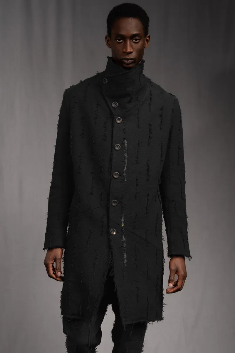 eigensinnig wien | Edgar | Nonkonformistischer Designer Herrenmantel aus grauer Baumwolle