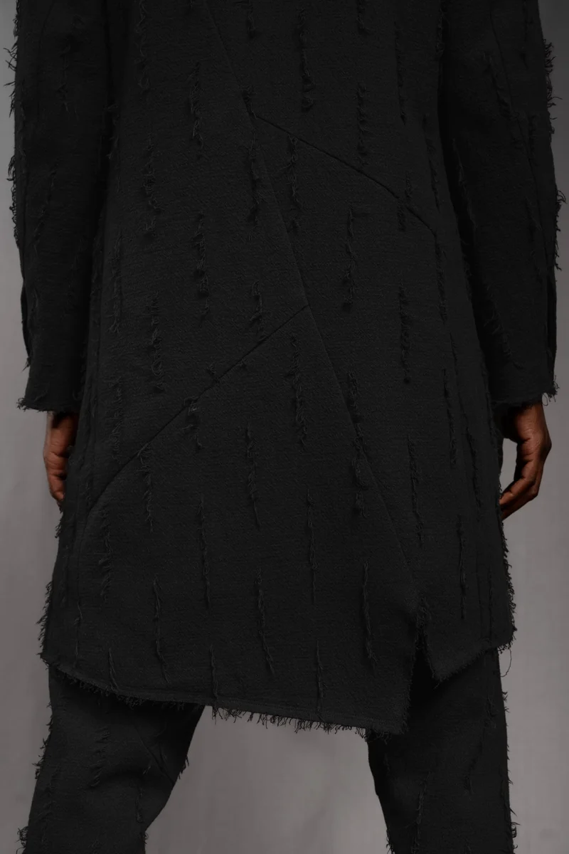 eigensinnig wien | Edgar | Nonkonformistischer Designer Herrenmantel aus grauer Baumwolle