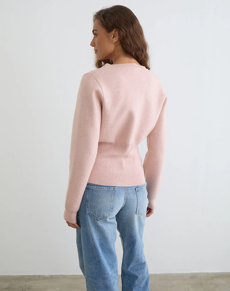 Subra Langärmelige Strickjacke in Rosa