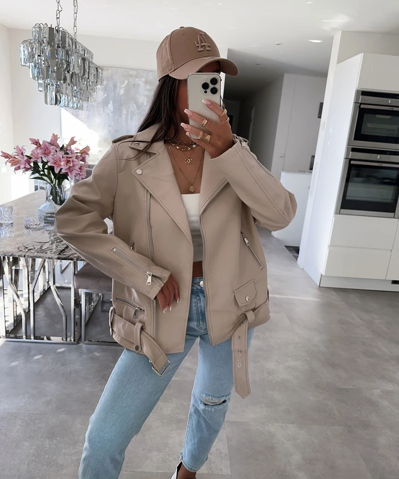 Lederjacke Valea Beige