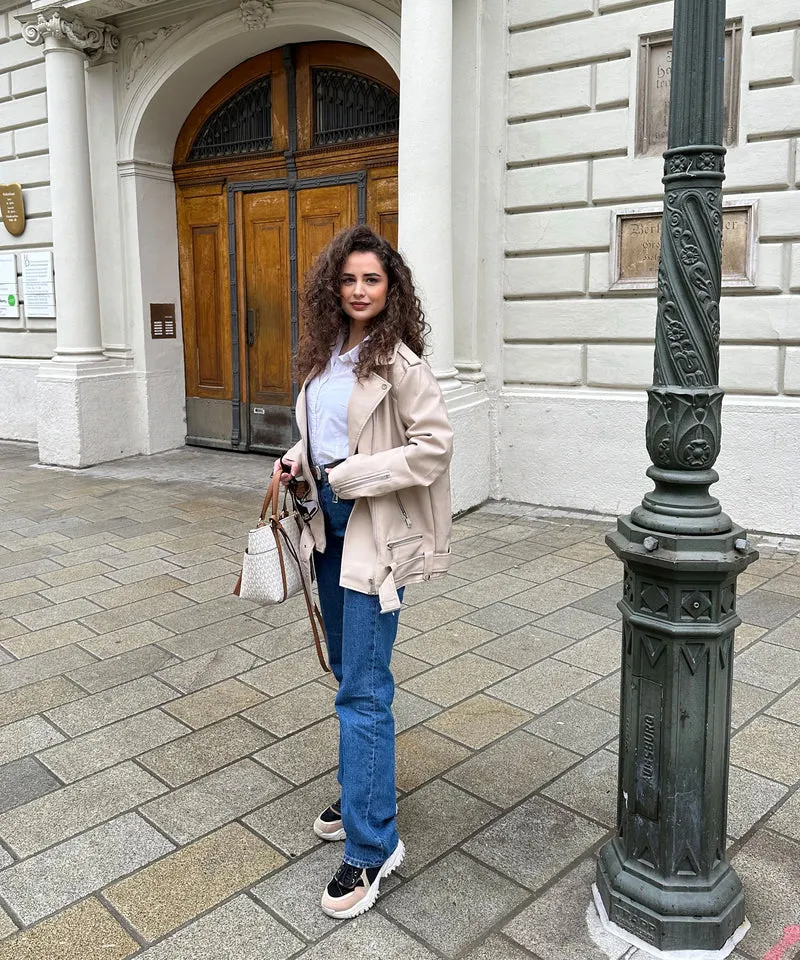 Lederjacke Valea Beige