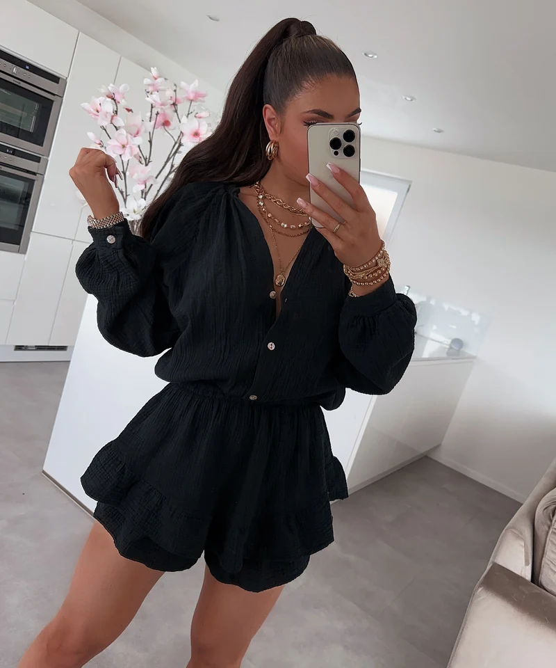 Musselin Jumpsuit Juana Schwarz