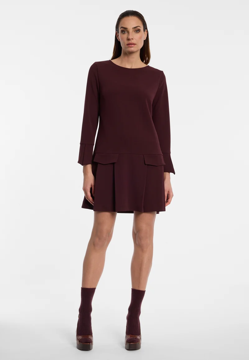 Krepp-Kleid mit Faltenrock Edria
