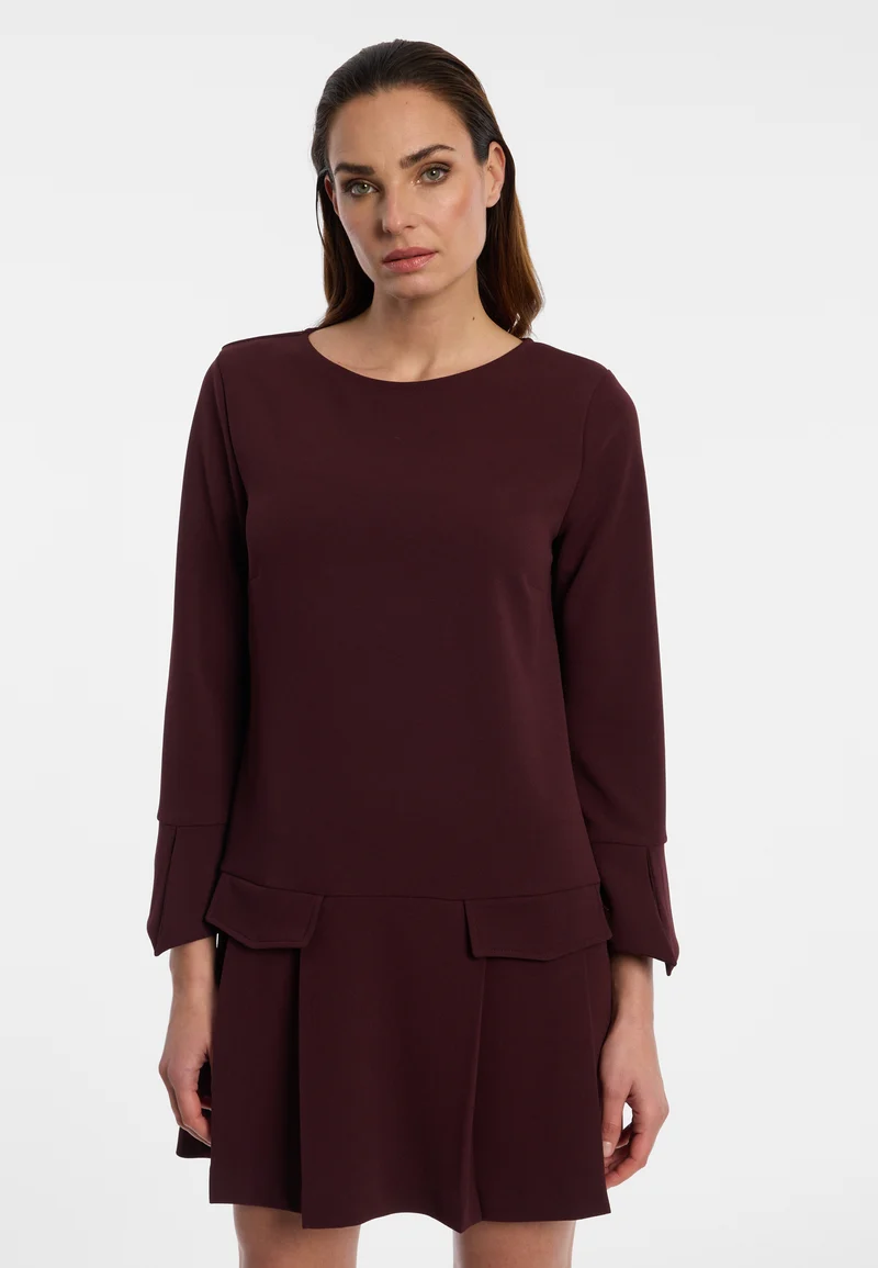 Krepp-Kleid mit Faltenrock Edria