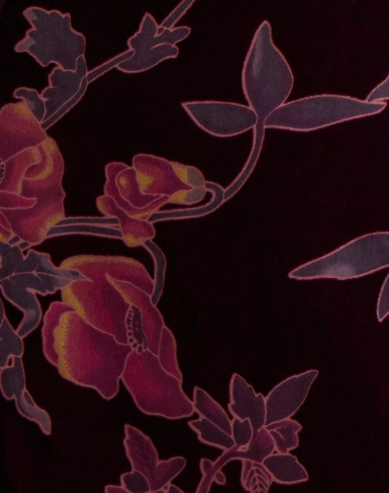 Alvana Minikleid in Floral Devore Burgundy