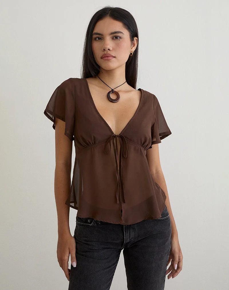 Kota Chiffonblusentop in Braun