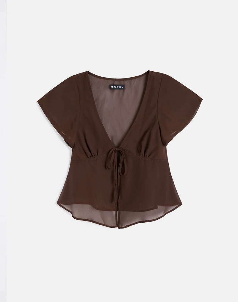 Kota Chiffonblusentop in Braun