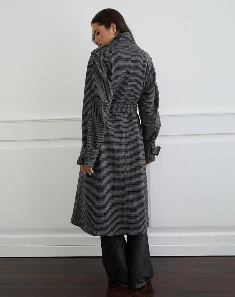 Ravari Trenchcoat mit Gürtel aus kariertem Holzkohlenstoff