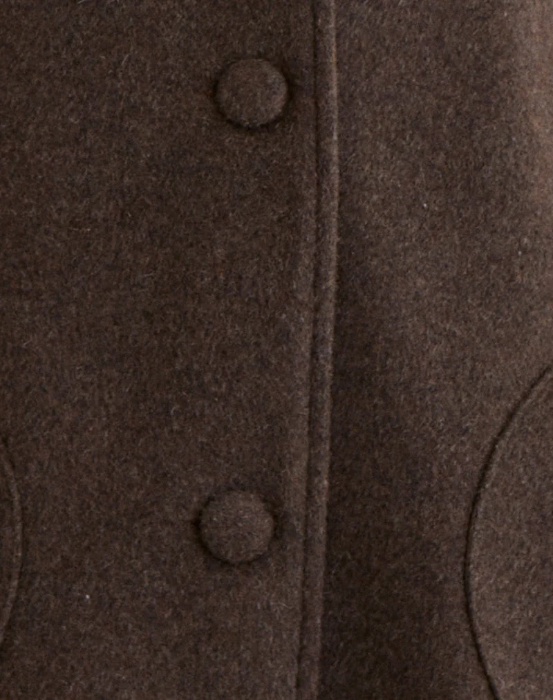 Rakai Erbsenmantel aus schokoladenfarbener Wolle