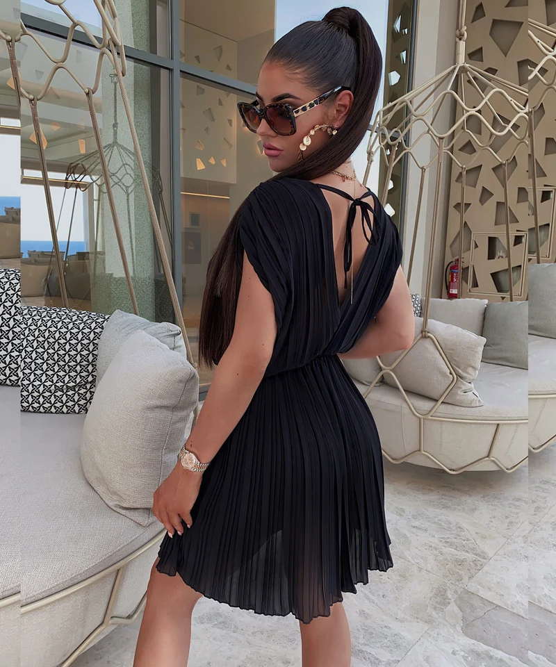 Plissee Kleid Schwarz