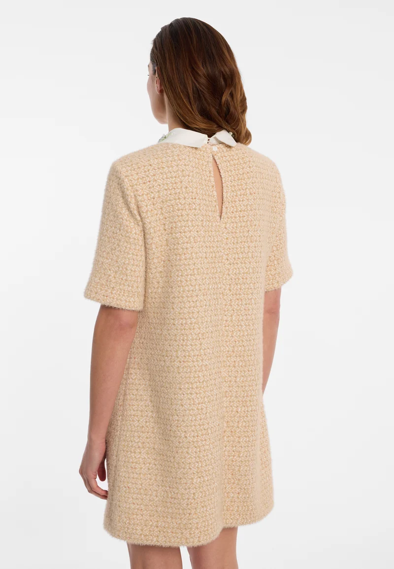 Bouclé Kurzarmkleid mit Kragen Enasa