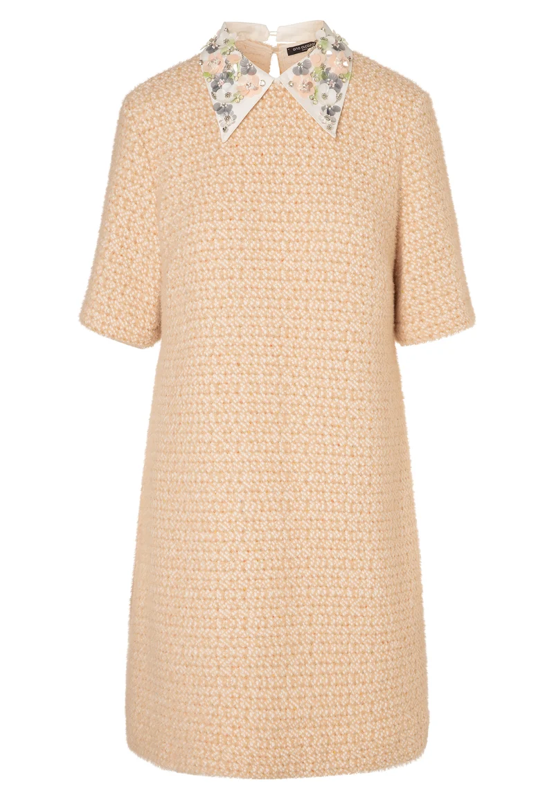 Bouclé Kurzarmkleid mit Kragen Enasa