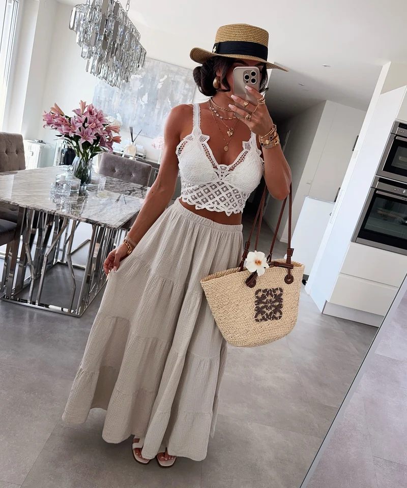Maxi Musselin Rock Sira Beige