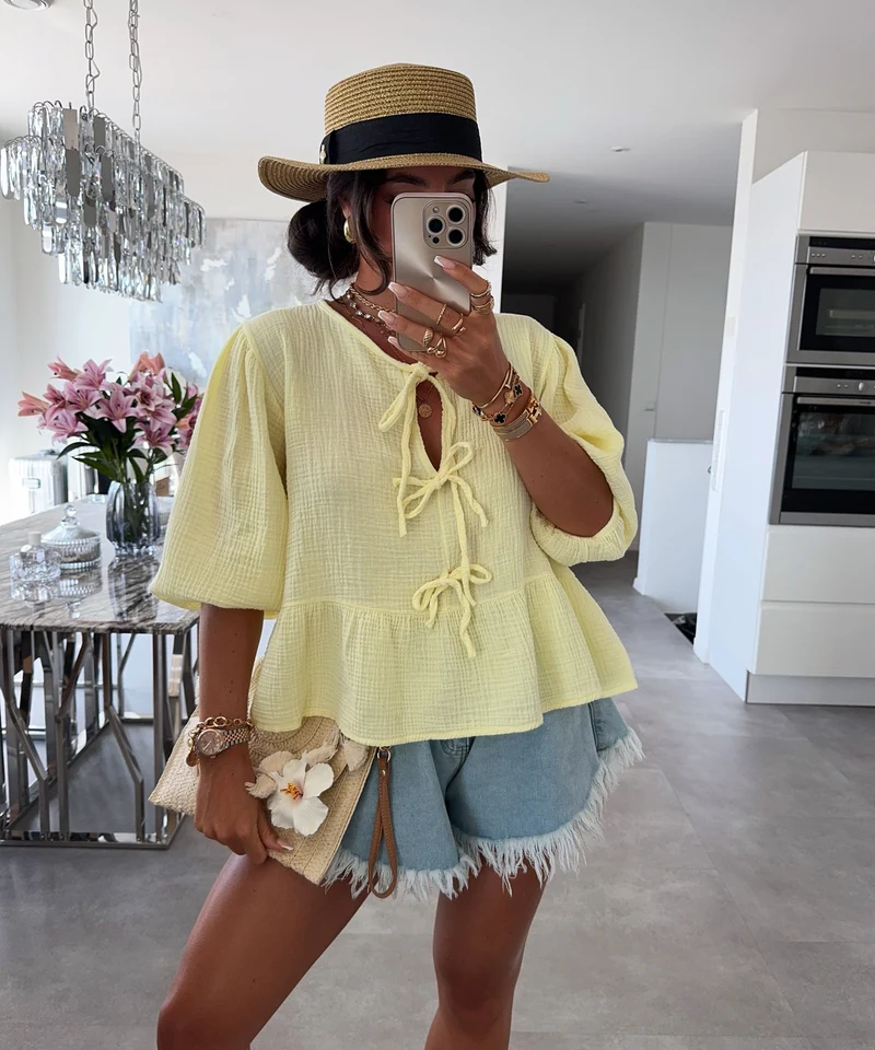 Musselin Bluse Elora Gelb