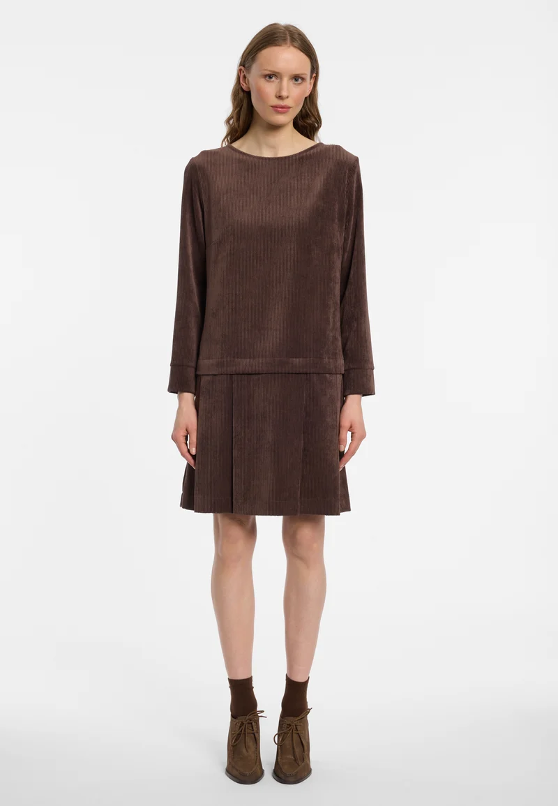 Cord-Kleid mit Faltenrock Enlivea
