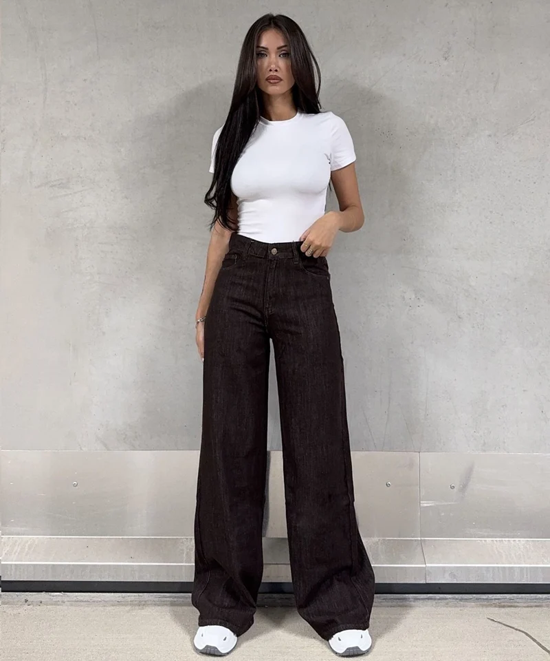 Stretch Wide Leg Jeans Fina Braun