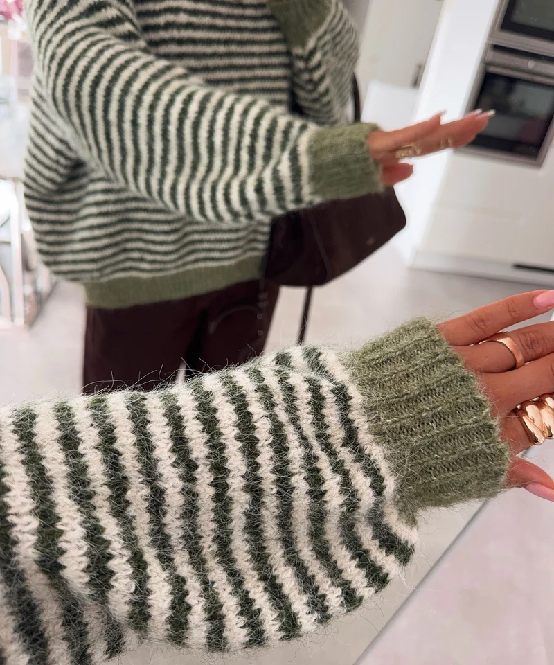 Strickpullover Nero Streifen Khaki