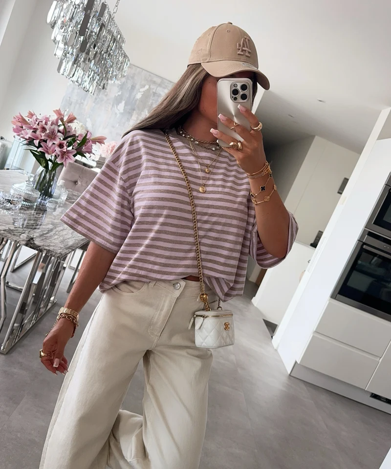 Streifen Shirt Tailou Rosa