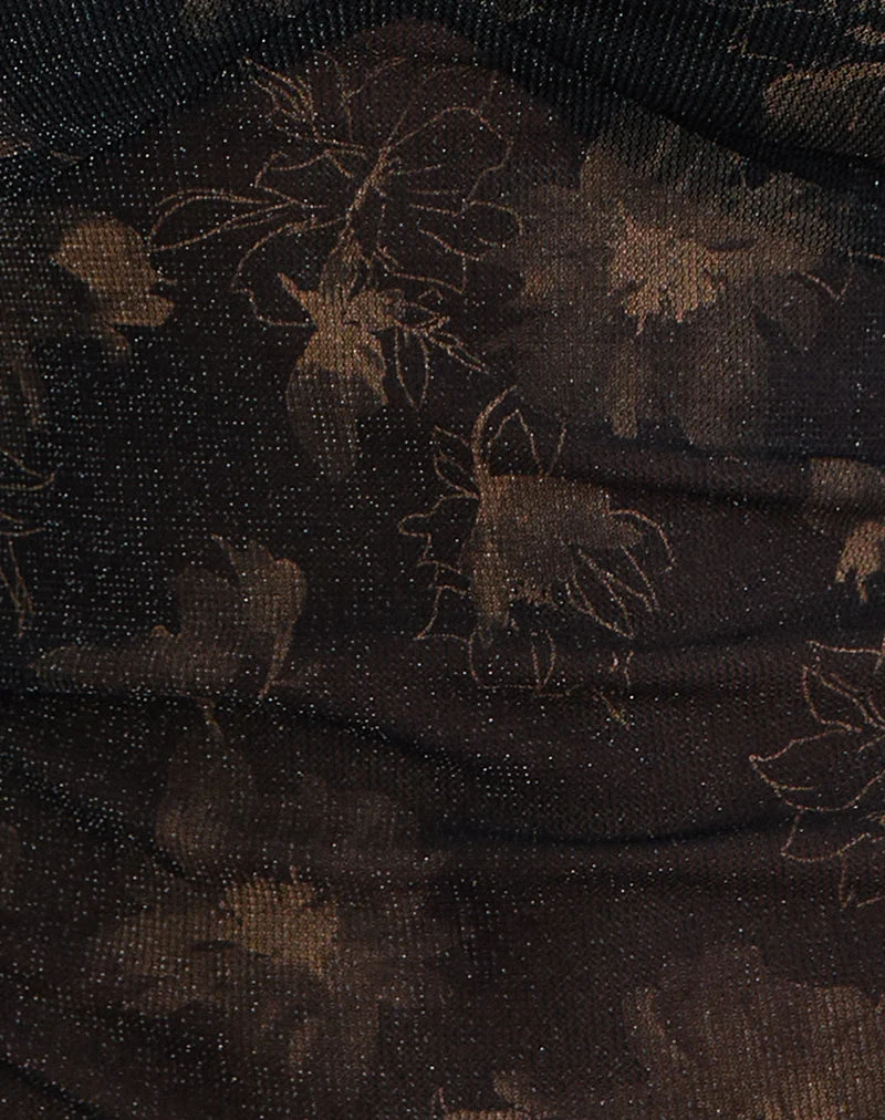 Mayari Floaty Top in Schwarz mit bronzefarbenem Schimmer