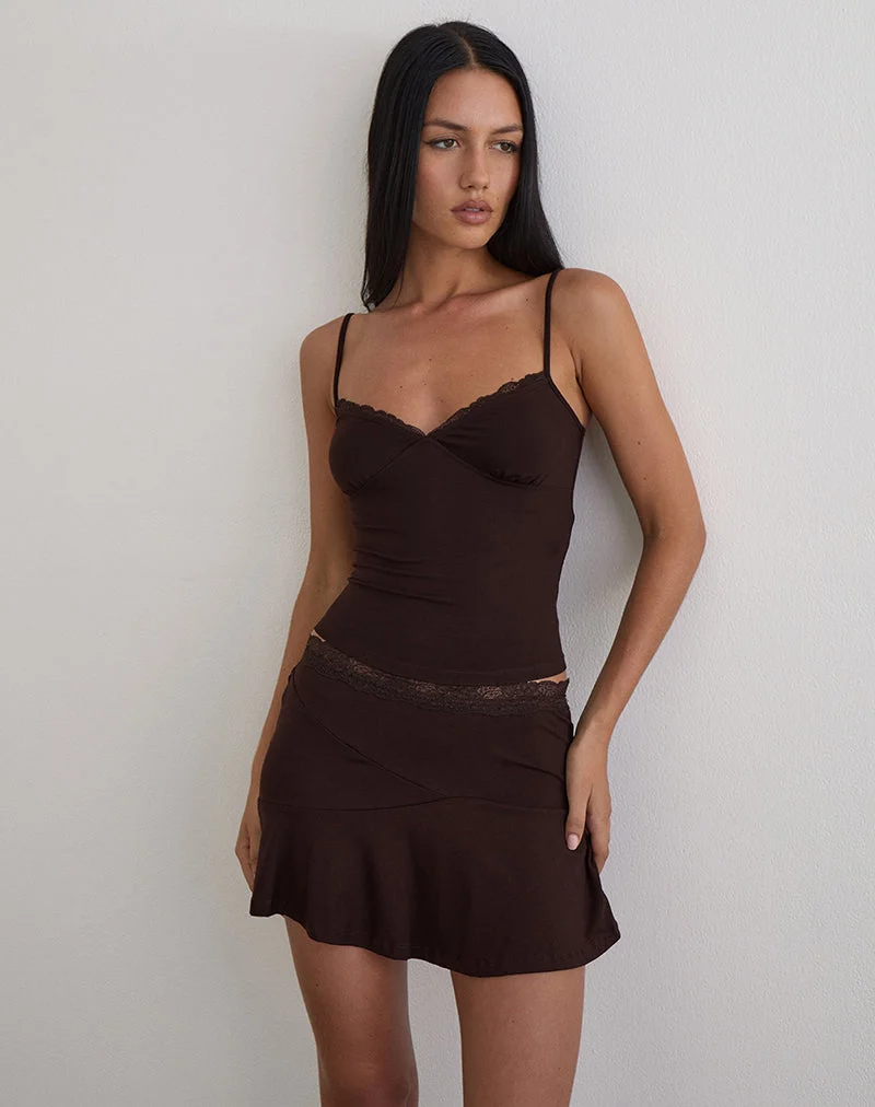 Nystin Plunge Top mit Spitze in Bitter Chocolate
