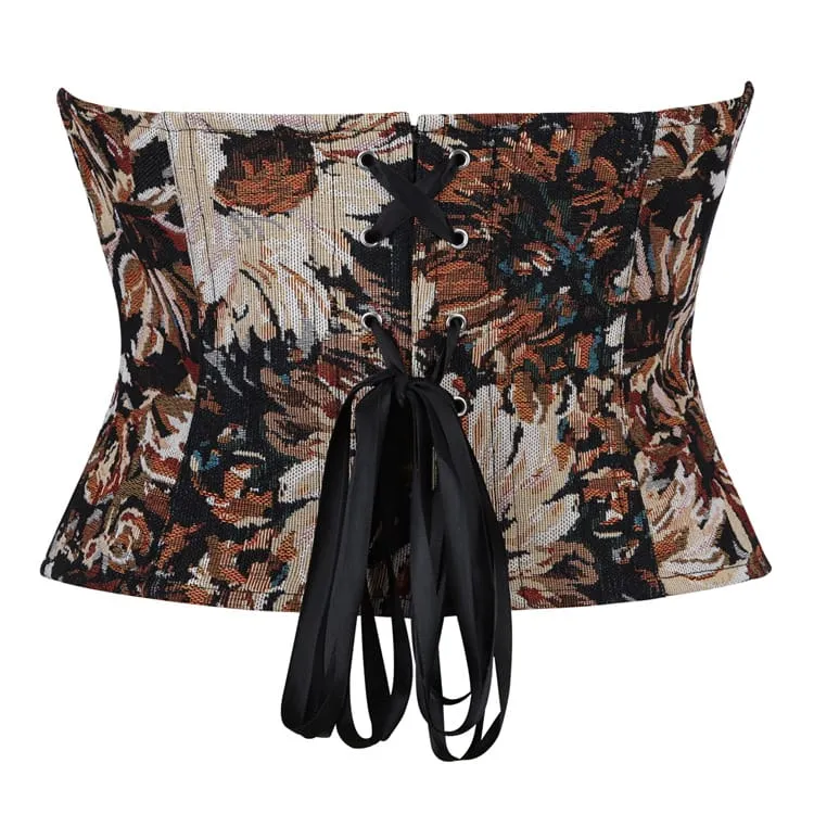 Gothic-Korsett für Damen mit floralem Jacquardmuster und Schnürung unter der Brust
