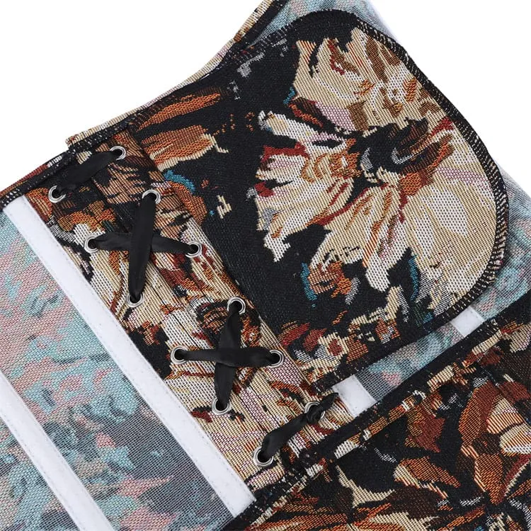 Gothic-Korsett für Damen mit floralem Jacquardmuster und Schnürung unter der Brust