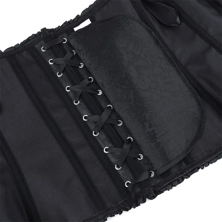 Gothic-Korsett für Damen mit Rüschen, Schnürung vorne und Schnalle über der Brust