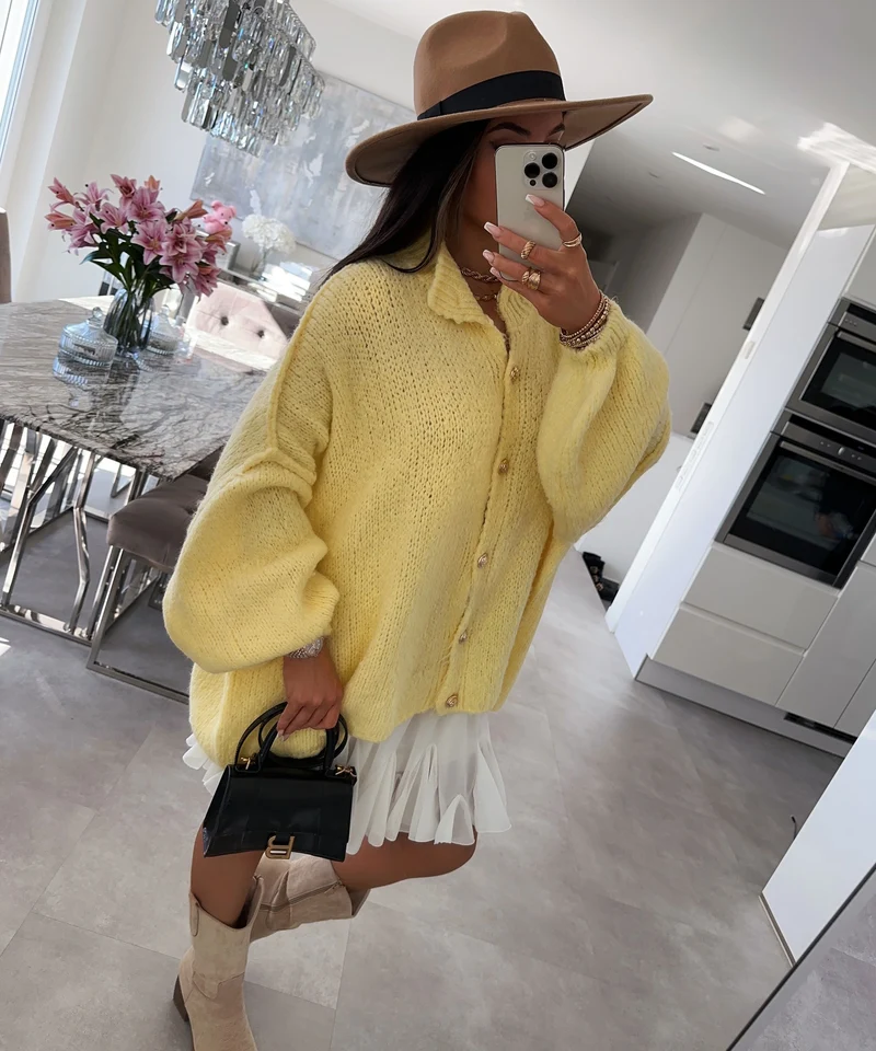 Oversize Strickjacke Jalsien Gelb