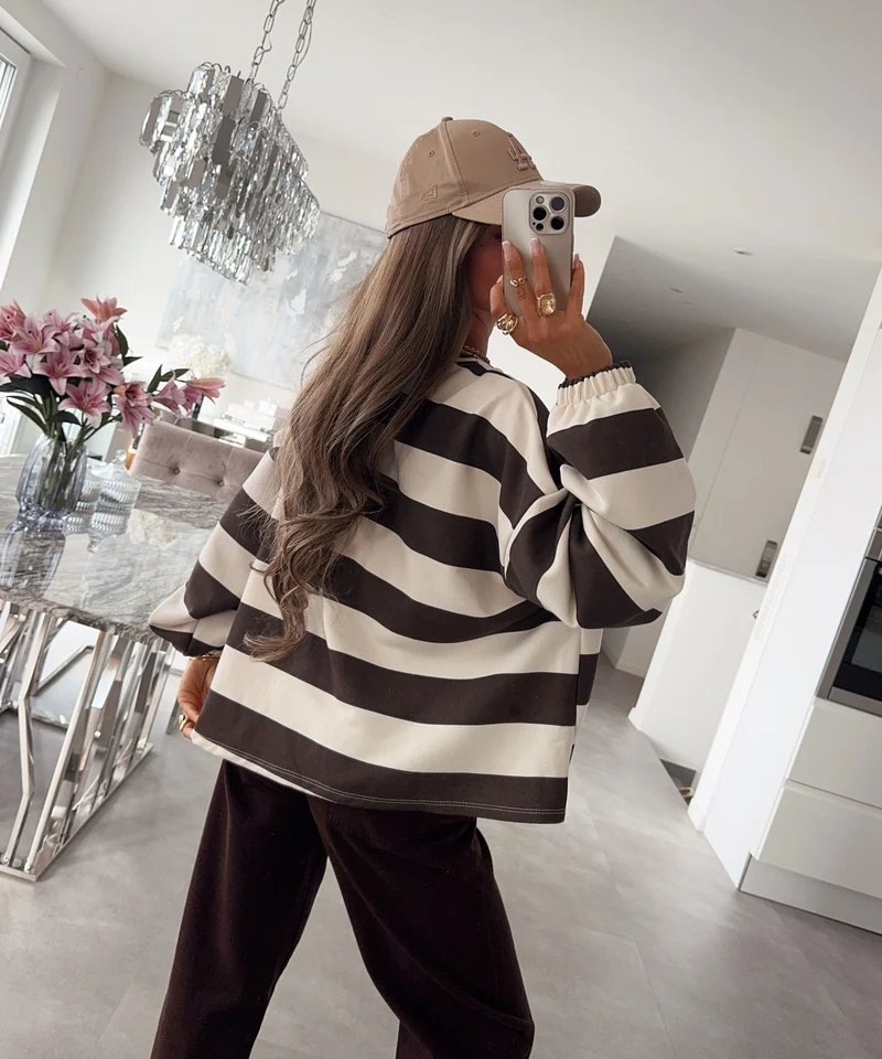Streifen Pullover Iconic Braun Beige